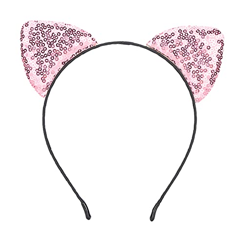 Paillettenkatze Ohren Stirnband glänzende Haare Hoops Damen -Accessoire für Party Daily Cute Style (Rosa) von outdoorm