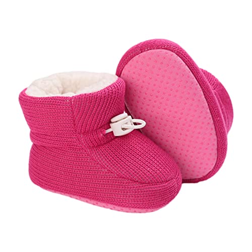 Baby Neugeborene Fleece Bootie, Winter Warme rutschfeste Weiche Sohle Winterschuhe Sock Schuhe Niedlich Einstellbar Krabbelschuhe Prewalker Stiefel Mädchen Jungen Kleinkind Gr.0-18 Monate Dunkelrosa von outfit spring