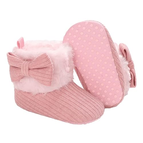 Baby Neugeborene Fleece Bootie, Winter Warme rutschfeste Weiche Sohle Winterschuhe Sock Schuhe Niedlich Einstellbar Krabbelschuhe Prewalker Stiefel für Mädchen Jungen Kleinkind Gr.0-18 Monate Rosa von outfit spring