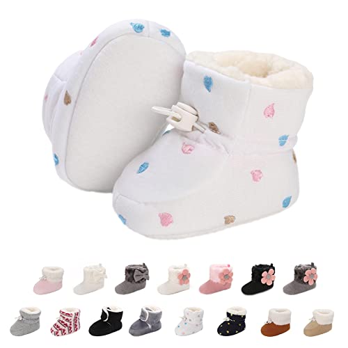 Baby Neugeborene Fleece Bootie, Winter Warme rutschfeste Weiche Sohle Winterschuhe Sock Schuhe Niedlich Einstellbar Krabbelschuhe Prewalker Stiefel für Mädchen Jungen Kleinkind Gr.0-18 Monate Weiß von outfit spring