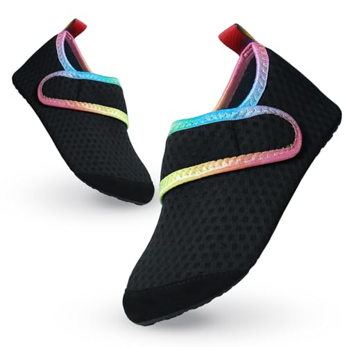 Badeschuhe Kinder Wasserschuhe Mädchen Jungen Schwimmschuhe rutschfest Schnell Trocknend Strandschuhe Sommer Aquaschuhe Barfußschuhe Kleinkind für Pool Beach Barfuss Surfen Yoga 22/23 EU Schwarz von outfit spring