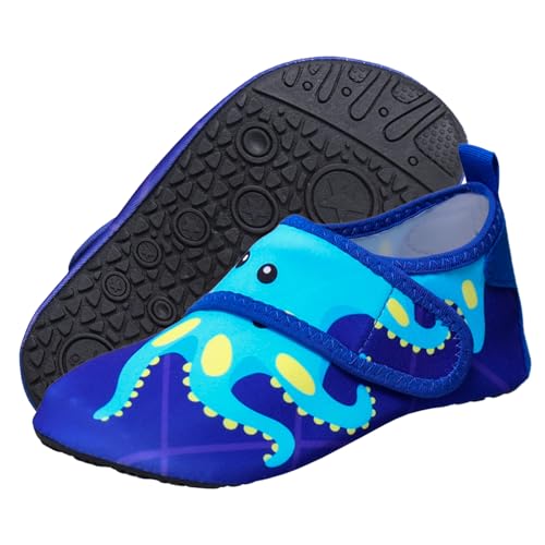 Badeschuhe Kinder Wasserschuhe Mädchen Jungen Schwimmschuhe rutschfest Schnell Trocknend Strandschuhe Sommer Aquaschuhe Barfußschuhe Kleinkind für Pool Beach Barfuss Surfen Yoga 24/25 EU Oktopus Blau von outfit spring