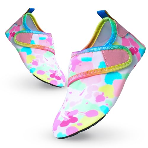 Badeschuhe Kinder Wasserschuhe Mädchen Jungen Schwimmschuhe rutschfest Schnell Trocknend Strandschuhe Sommer Aquaschuhe Barfußschuhe Kleinkind für Pool Beach Barfuss Surfen Yoga 24/25 EU Rosa Weiß von outfit spring