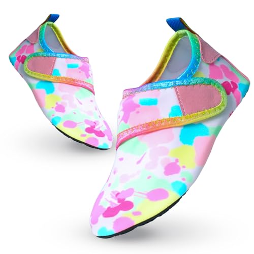 Badeschuhe Kinder Wasserschuhe Mädchen Jungen Schwimmschuhe rutschfest Schnell Trocknend Strandschuhe Sommer Aquaschuhe Barfußschuhe Kleinkind für Pool Beach Barfuss Surfen Yoga 28/29 EU Rosa Weiß von outfit spring