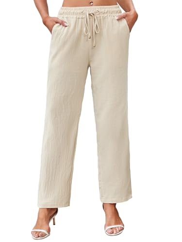 Leinenhose Damen Leichte Sommerhose Damen Luftig Strandhose Damen Lang Freizeithose Schlupfhose Stoffhose Damen Sommer Hose Hohe Taille Kordelzug Casual Elegant Leinen Pants S-XXL Beige XXL Leinenhose Damen Leichte Sommerhose Damen Luftig Strandhose Damen Lang Freizeithose Schlupfhose Stoffhose Damen Sommer Hose Hohe Taille Kordelzug Casual Elegant Leinen Pants S-XXL Beige XXL von outfit spring