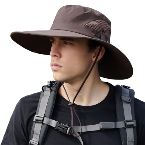 Sonnenhut Herren Damen Safari Hut Faltbar Fischerhut, Sommer Schutz Wanderhut Boonie Hat mit Breite Krempe, Atmungsaktiv Sommerhut Buschhut Outdoor Hut Anglerhut Sonnenschutz Gartenhut B Kaffee von outfit spring