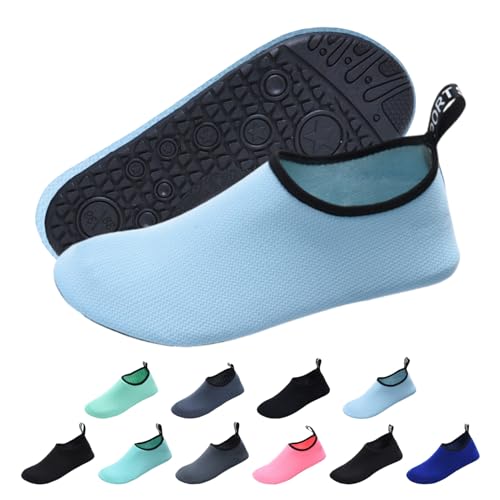 Wasserschuhe Badeschuhe Herren Damen Strandschuhe Schnell Trocknend rutschfest Atmungsaktiv Schwimmschuhe Aquaschuhe Surfschuhe Barfußschuhe für Surfen Wassersport Tauchen 36/37 EU Gitter Blau von outfit spring