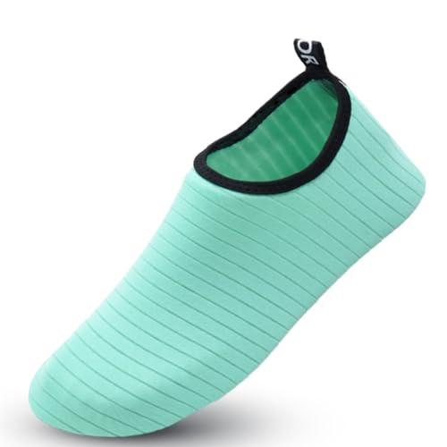 Wasserschuhe Badeschuhe Herren Damen Strandschuhe Schnell Trocknend rutschfest Atmungsaktiv Schwimmschuhe Aquaschuhe Surfschuhe Barfußschuhe für Surfen Wassersport Tauchen 36/37 EU Streifen Grün von outfit spring