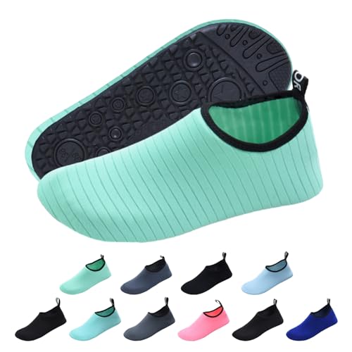 Wasserschuhe Badeschuhe Herren Damen Strandschuhe Schnell Trocknend rutschfest Atmungsaktiv Schwimmschuhe Aquaschuhe Surfschuhe Barfußschuhe für Surfen Wassersport Tauchen 40/41 EU Streifen Grün von outfit spring