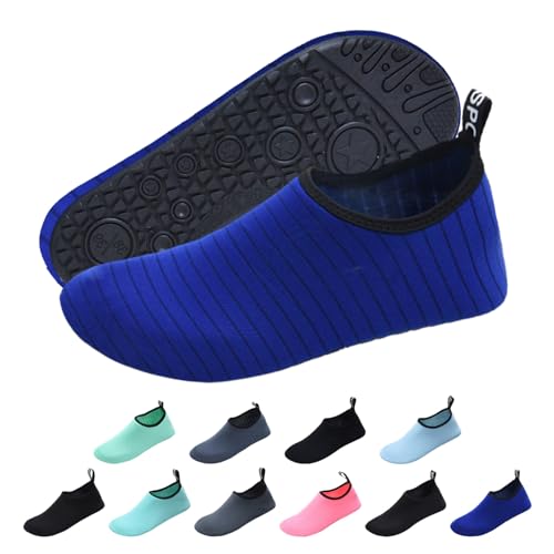 Wasserschuhe Badeschuhe Herren Damen Strandschuhe Schnell Trocknend rutschfest Atmungsaktiv Schwimmschuhe Aquaschuhe Surfschuhe Barfußschuhe für Surfen Wassersport Tauchen 42/43 EU Streifen Blau von outfit spring