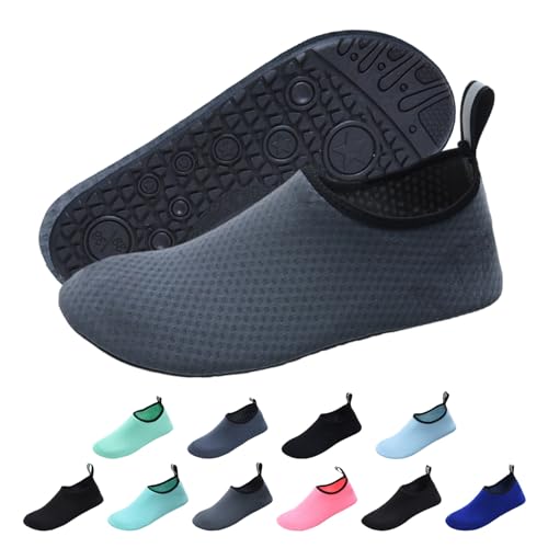 Wasserschuhe Badeschuhe Herren Damen Strandschuhe Schnell Trocknend rutschfest Atmungsaktiv Schwimmschuhe Aquaschuhe Surfschuhe Barfußschuhe für Surfen Wassersport Tauchen 44/45 EU Schneeflocke Grau von outfit spring