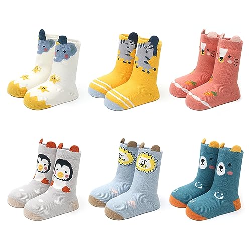 outfit spring Anti Rutsch Socken Baby, Rutschfeste ABS Socken Kinder, Neugeborene Baumwolle Stoppersocken Antirutschsocken Krabbelsocken zur Geburt Mädchen Jungen Geschenk 0-12 Monate Normal H 6Paar von outfit spring