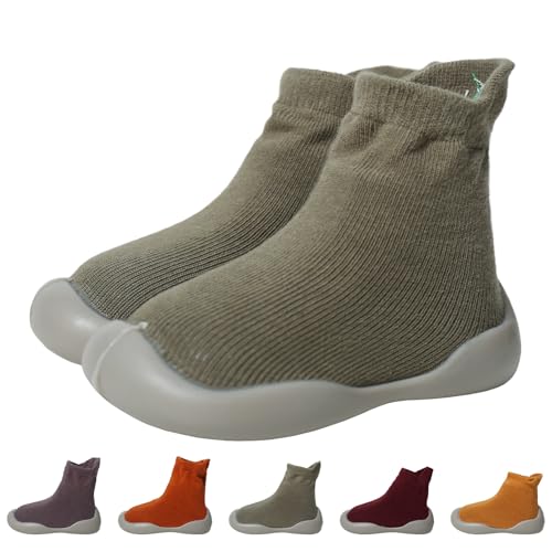 outfit spring Sockenschuhe Baby Krabbelschuhe Barfußschuhe Kinder rutschfeste Weicher Stricken Lauflernschuhe Mädchen Jungen Niedliche Cartoon Gummisohle Lauflerner Babyschuhe 2-3 Jahre Obst Grün von outfit spring