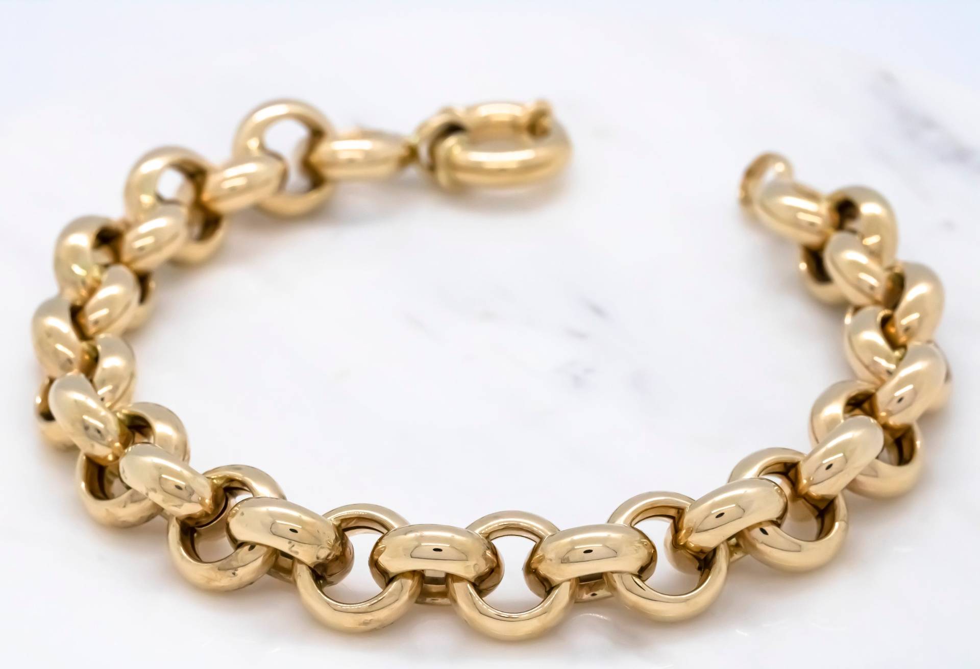 14 Karat Gelbgold 10, 6mm Rolo Gliederarmband von ovajewelryusa