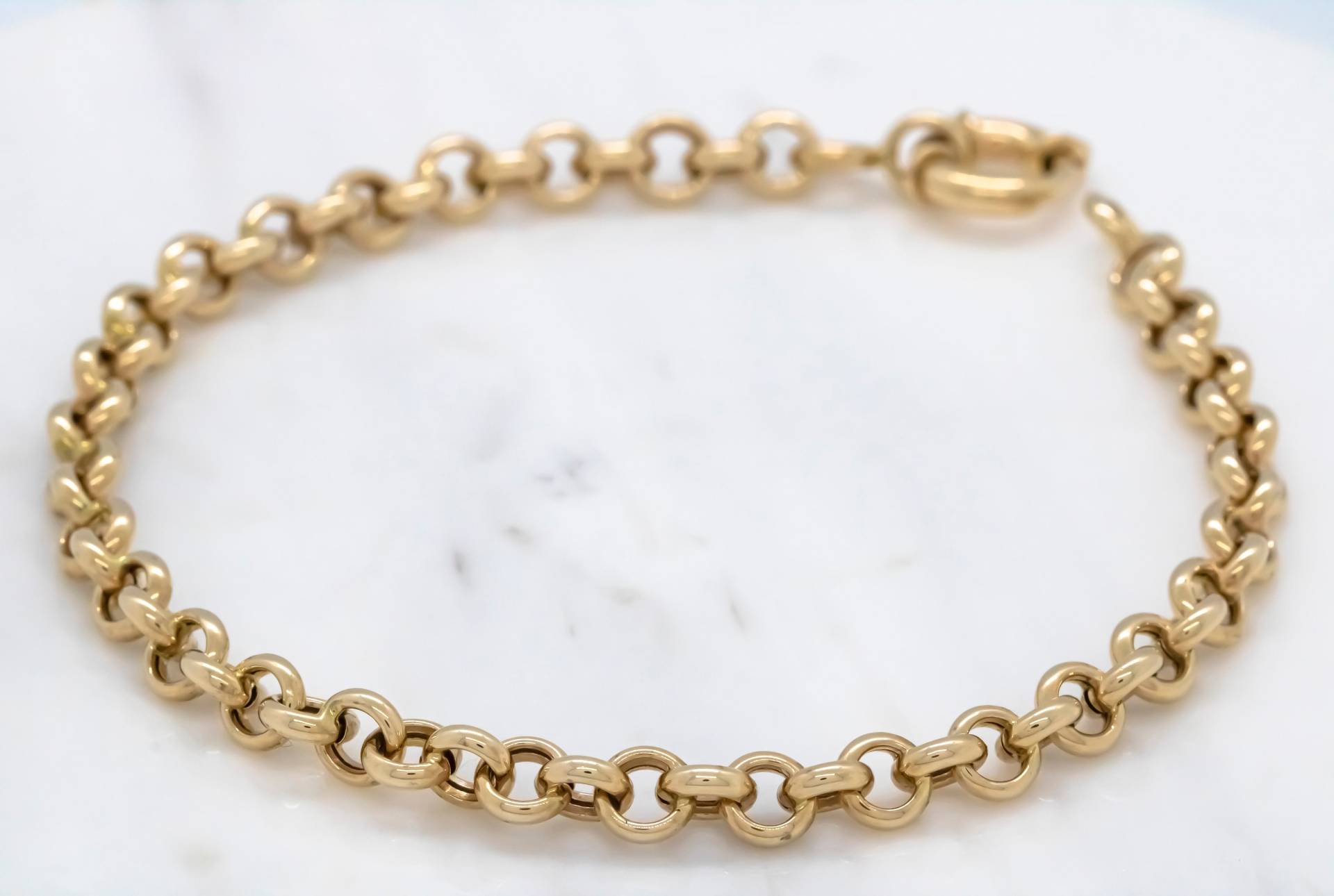 14 Karat Gelbgold 4, 8mm Rolo Gliederarmband von ovajewelryusa