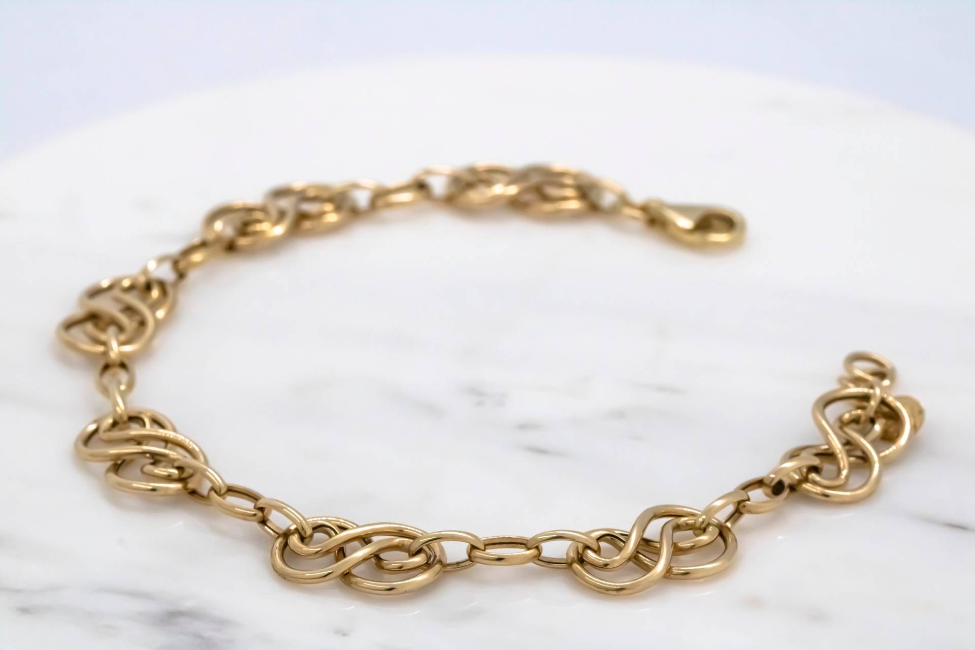 14 Karat Gelbgold Infinity Glieder Armband von ovajewelryusa