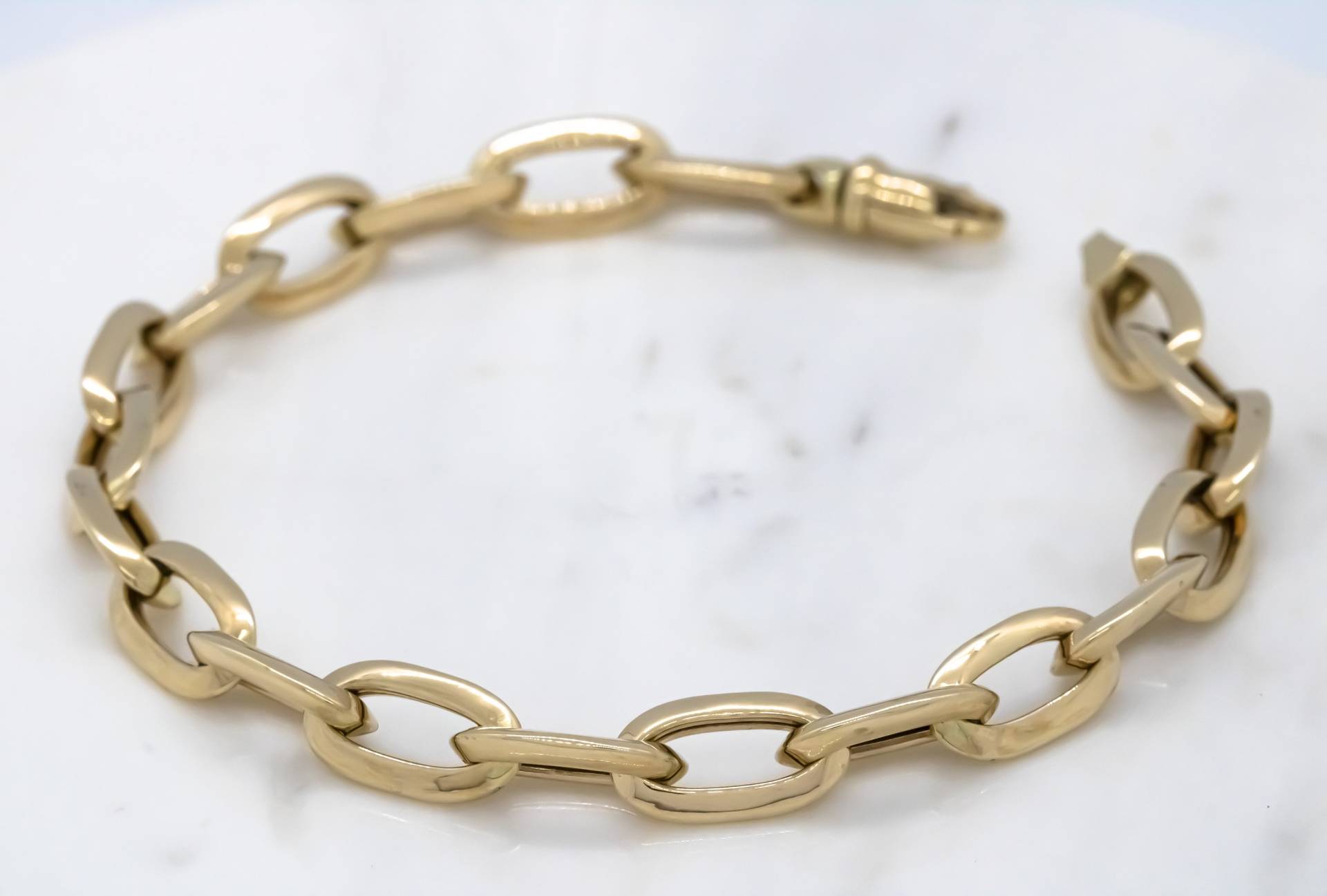 14 Karat Gelbgold Ovales Gliederarmband von ovajewelryusa