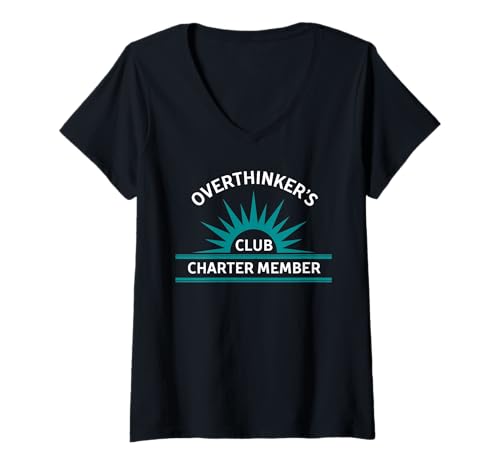 Damen Over-thinker's Club - Charter-Mitglied T-Shirt mit V-Ausschnitt Damen Over-thinker's Club - Charter-Mitglied T-Shirt mit V-Ausschnitt von overthinking