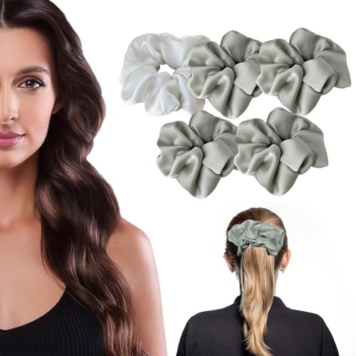 OWITER 5 große Satin-Haargummis für Damen, übergroße Haargummis für Damen, große Haargummis für Damen, riesiges Haargummi (Farbe 3) von owiter