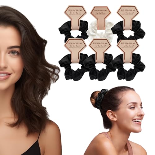 OWITER Haargummis für Damen, Satin-Haargummis für Brautjungfern, Haargummis, keine Beschädigung, Schwarz, 6 Stück von owiter