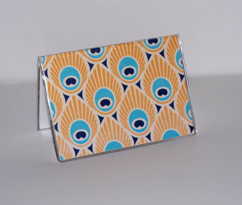 Kartenetui/ Mini Geldbörse - Pfauenfedern Gelb Und Teal von owlsay