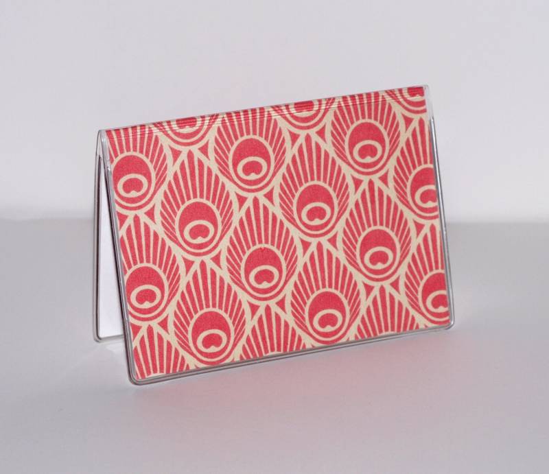 Kartenetui/Mini Geldbörse Pfauenfedern Hot Pink von owlsay