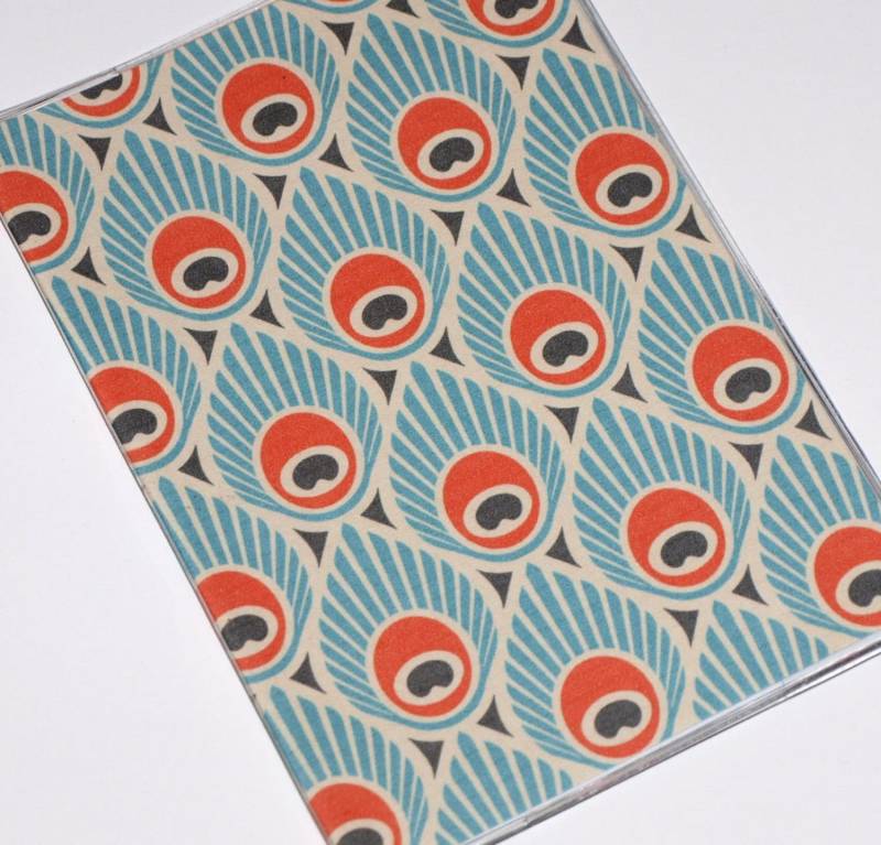 Neue Passhülle Brieftasche Reiseetui Vinyl Schutz - Blau & Orange Pfauenfedern von owlsay