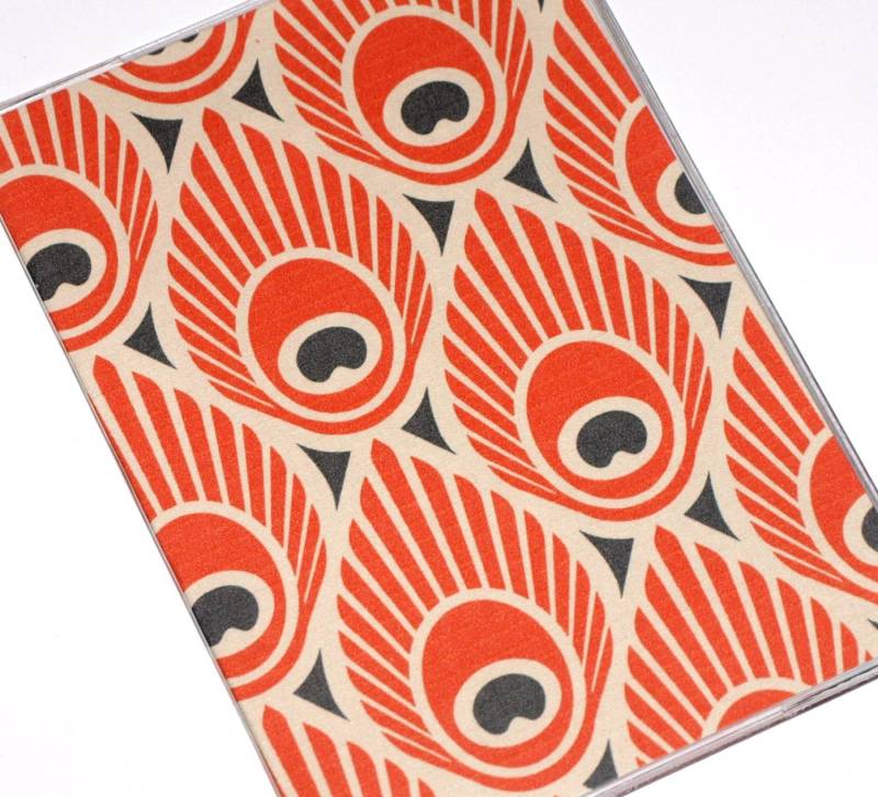 Neue Passhülle Brieftasche Reiseetui Vinyl Schutz - Orange Pfauenfedern von owlsay