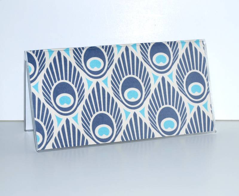 Neue Scheckhefthülle Brieftasche Vinyl Scheckkartenschutz - Pfauenfedern Navy Und Teal von owlsay