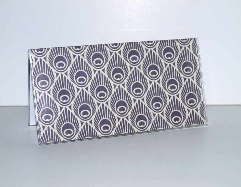 Neue Scheckhefthülle Vinyl Scheckkartenhülle - Pfauenfedern Navy von owlsay