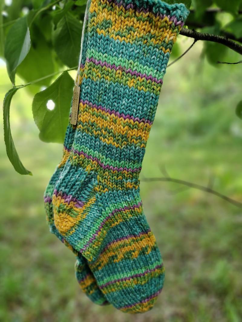 Opal 8Fach Eispalast 40/41 Handgestrickte Socken "Winterlicher Mauerturm " von owlsocksandmore