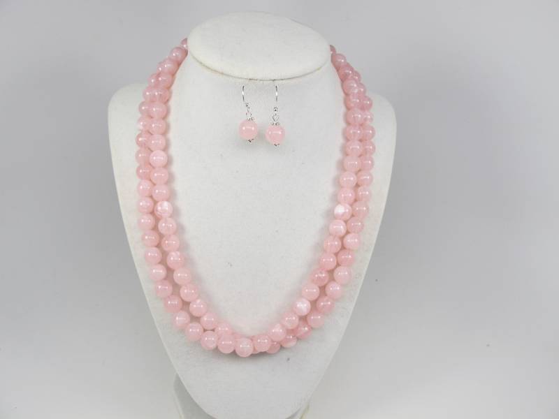 Chunky Rosa Halskette, Multi Strang Anweisung Halskette Perlen Schmuck, Verkaufsschlager, Doppelsträngige Chunky Rosa Halskette, Multi Strang Anweisung Halskette Perlen Schmuck, Verkaufsschlager, Doppelsträngige von oxanajewelrydesign