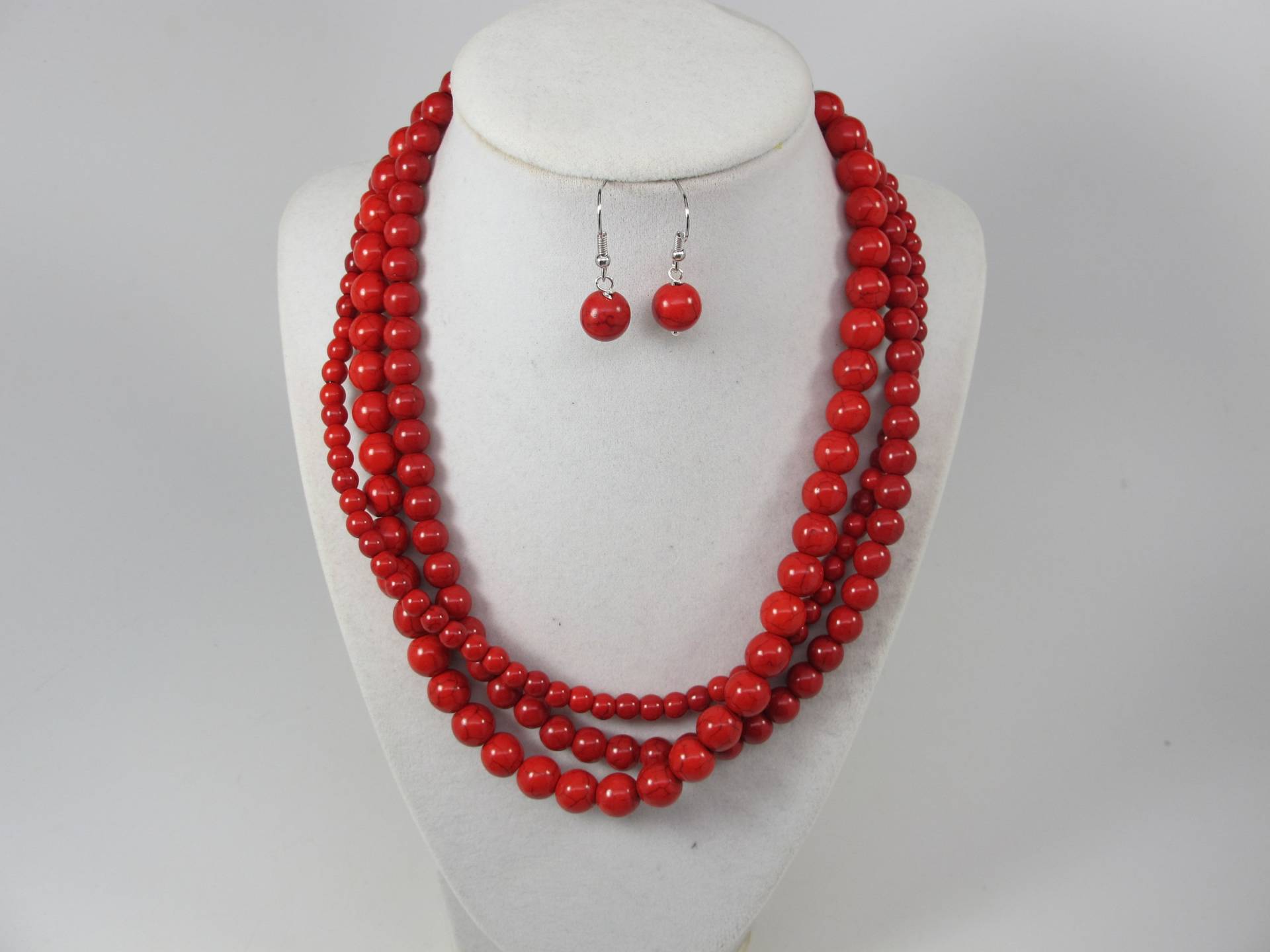 Rot Türkis Halskette, Rote Rubin Steine, Roter Schmuck, 925 Sterling Silber Rot Türkis Halskette, Rote Rubin Steine, Roter Schmuck, 925 Sterling Silber von oxanajewelrydesign
