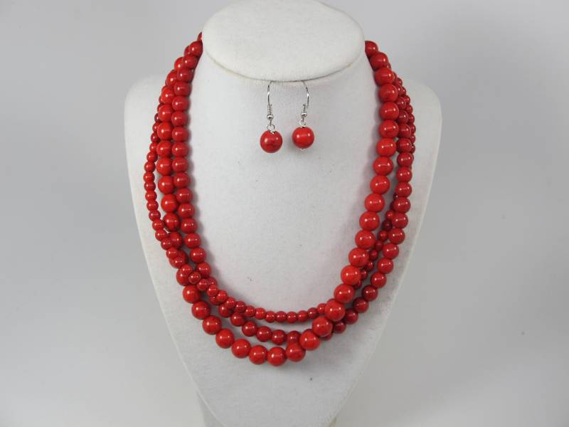 Rot Türkis Halskette, Rote Rubin Steine, Roter Schmuck, 925 Sterling Silber Rot Türkis Halskette, Rote Rubin Steine, Roter Schmuck, 925 Sterling Silber von oxanajewelrydesign