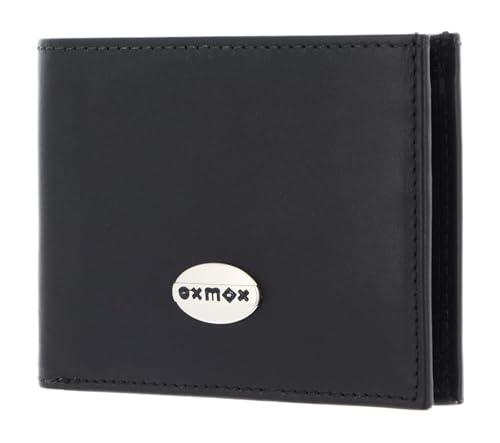 Oxmox Geldbörse Leder Leather RFID Protect Pocketbörse Pure Metal Round Black von Oxmox