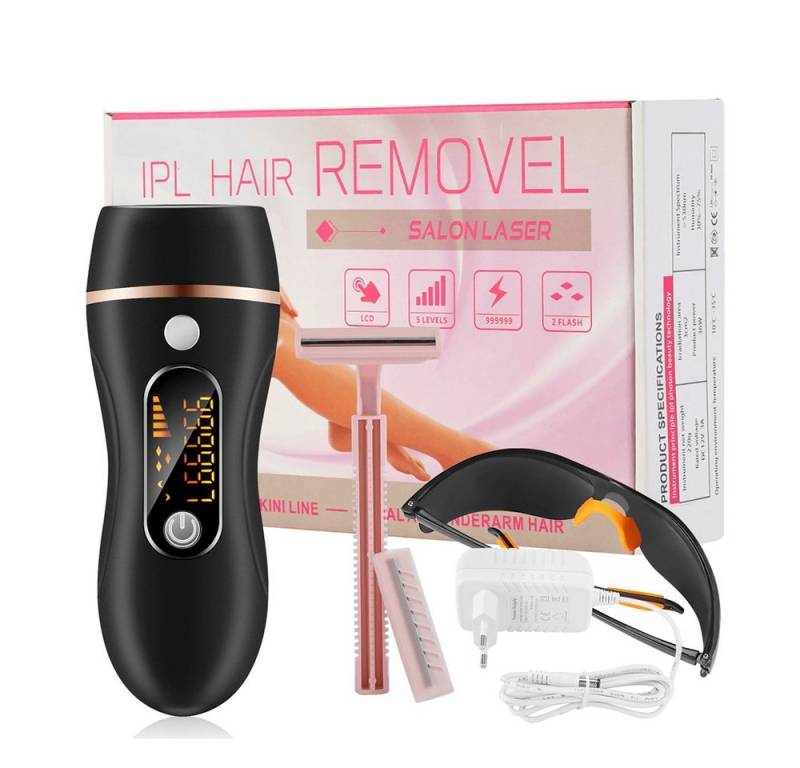 oyajia IPL-Haarentferner IPL Dauerhafte Schmerzlose Haarentfernungsgerät für Körper+Gesicht, 999,999 Lichtimpulse, 5 Energiestufen + 2 Blitzmodi, Verzögern Sie das Haarwachstum von der Wurzel im Gesicht, Körper von oyajia