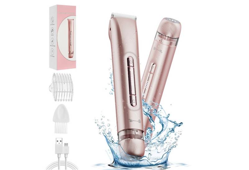 oyajia Körper- und Bikinitrimmer Bikini-Trimmer für Frauen, 2-in-1 Mini Elektrorasierer mit Doppelkopf, Kabellos Trimmer, IPX7 Wasserdicht, hypoallergen, abnehmbarer Kopf von oyajia