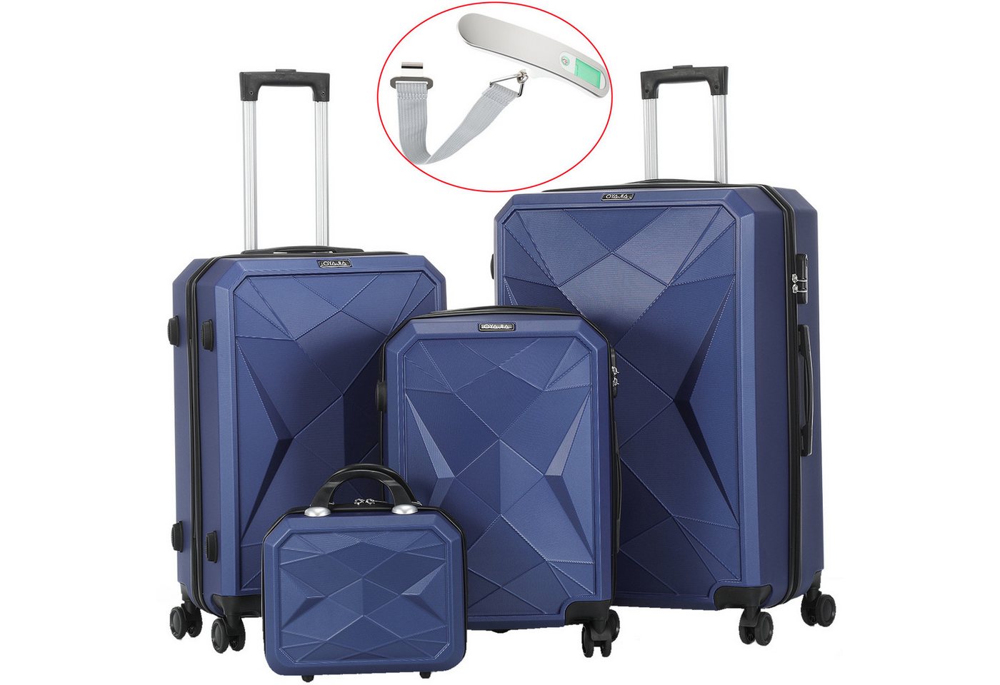 oyajia Kofferset Hartschalen Kofferset 4-teilig 12/20/24/28 Zoll, Robustes ABS, (Leichtes Reisekoffer Set mit 4 Rollen, Zahlenschloss & Teleskopgriff, 4 tlg., Trolley Koffer Set mit Stabilem Teleskopgriff, Stoßfest & Stapelbar), Inklusive Digitaler Kofferwaage für Präzises Gepäckwiegen Unterwegs oyajia Kofferset Hartschalen Kofferset 4-teilig 12/20/24/28 Zoll, Robustes ABS, (Leichtes Reisekoffer Set mit 4 Rollen, Zahlenschloss & Teleskopgriff, 4 tlg., Trolley Koffer Set mit Stabilem Teleskopgriff, Stoßfest & Stapelbar), Inklusive Digitaler Kofferwaage für Präzises Gepäckwiegen Unterwegs von oyajia