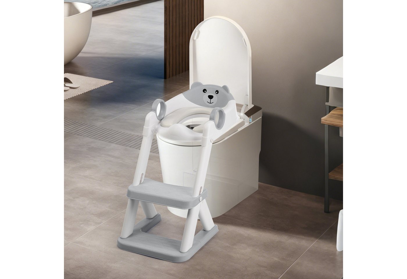 oyajia Toilettentrainer Höhenverstellbarer, WC Sitz Baby Treppe Töpfchen Toilettensitz Kinder, Kleinkinder,rutschfeste,sichere Polster,höhenverstellbare Beine von oyajia