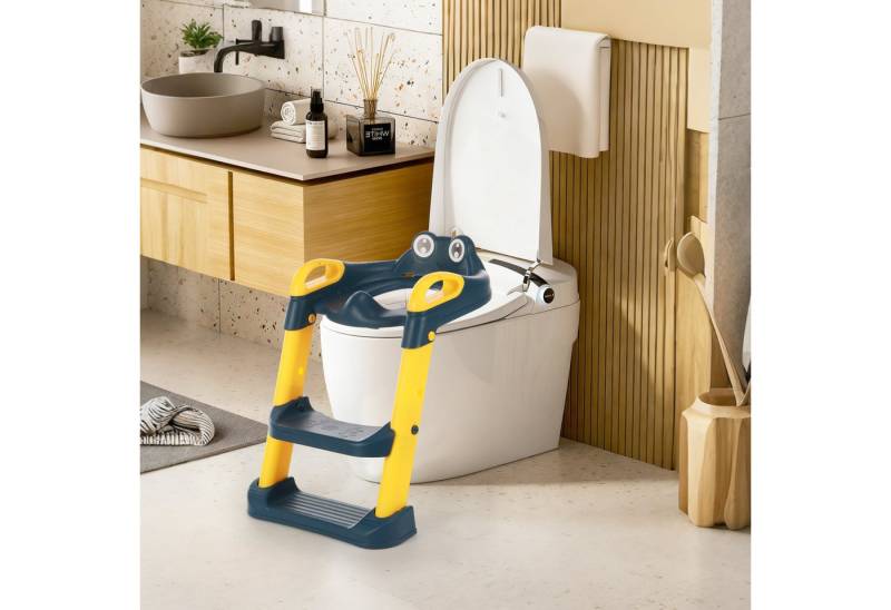 oyajia Toilettentrainer Höhenverstellbarer, faltbarer Kinder-WC-Sitz mit Treppe, Kinder-Toilettentrainer,rutschfest, ergonomisch,60x39.5x35cm von oyajia