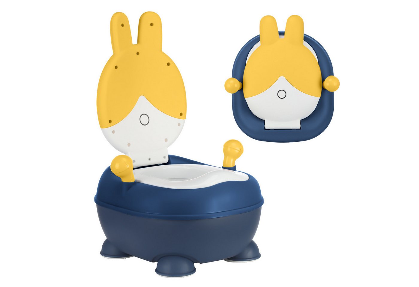 oyajia Toilettentrainer Kindertoilette Babytöpfchen im Kaninchen-Design, seitliche Griffe, (Töpfchentraining für Babys - mit abnehmbarem Topf), abnehmbarer Toilettensitz, Meine kleine Toilette, ab 1 Jahr von oyajia