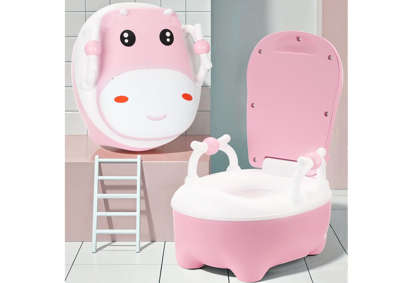 oyajia Toilettentrainer Niedlich Nilpferd Kindertoilette, Tragbare Baby Toilette, Lerntoilette, (Töpfchentraining für Babys – mit abnehmbarem Topf), abnehmbarer Toilettensitz, Meine kleine Toilette, ab 1 Jahr von oyajia