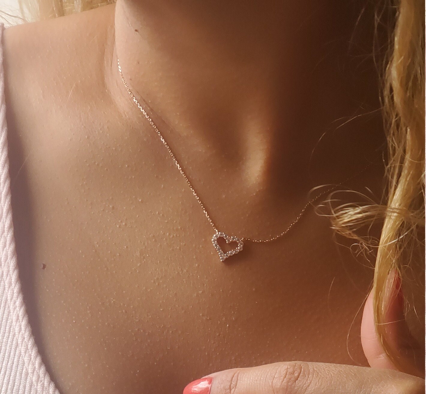 Kleine Herz Halskette, 14K Rose Gold Vergoldet, Minimalist Teen Girl Geschenk, Anhänger Größe 1, 15 1, 2 cm Kettenlänge 39cm5cm von ozeanjewelry