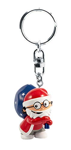 P:os 30183 - 3D Schlüsselanhänger Mainzelmännchen „Weihnachtsmann“, ca. 5 x 3 cm, mit Metallring zur Befestigung am Schlüsselbund, am Rucksack oder dem Portemonnaie von p:os