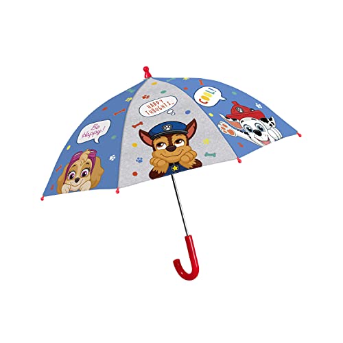 p:os 30873088 PAW Patrol - Regenschirm für Kinder, windfest, Stockschirm mit Automatik-Öffnung und stabilem Fiberglasgestell, Durchmesser ca. 66 cm von p:os