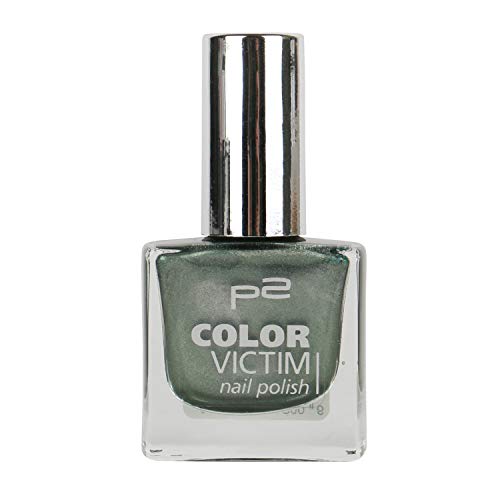 3x P2 Color Victim Nail Polish Nr. 624 Final Countdown Farbe: Khaki/Silber/Grau Inhalt: 8ml - Nagellack für tolle Nägel. von p2 cosmetics