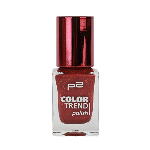 P2 Color Trend Nail Polish Nr. 040 marsala glitter Inhalt: 10ml - Nagellack für tollen Glitter-Effekt und Glanz auf dem Nagel. von p2 cosmetics