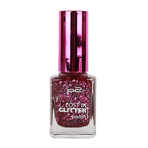 P2 Lost in Glitter polish Nagellack Nr. 070 go crazy! Farbe: Fuchsia mit Glitzer Inhalt: 10ml Brillanter Hingucker an jeder Hand: der lost in glitter polish hat ein glänzendes "Gel-Look" -Finish. Ein Mix aus berauschenden Farben und edlem Glitter-Finish macht die Nägel zum absolutem Eyecatcher. Nail Polish von p2 cosmetics