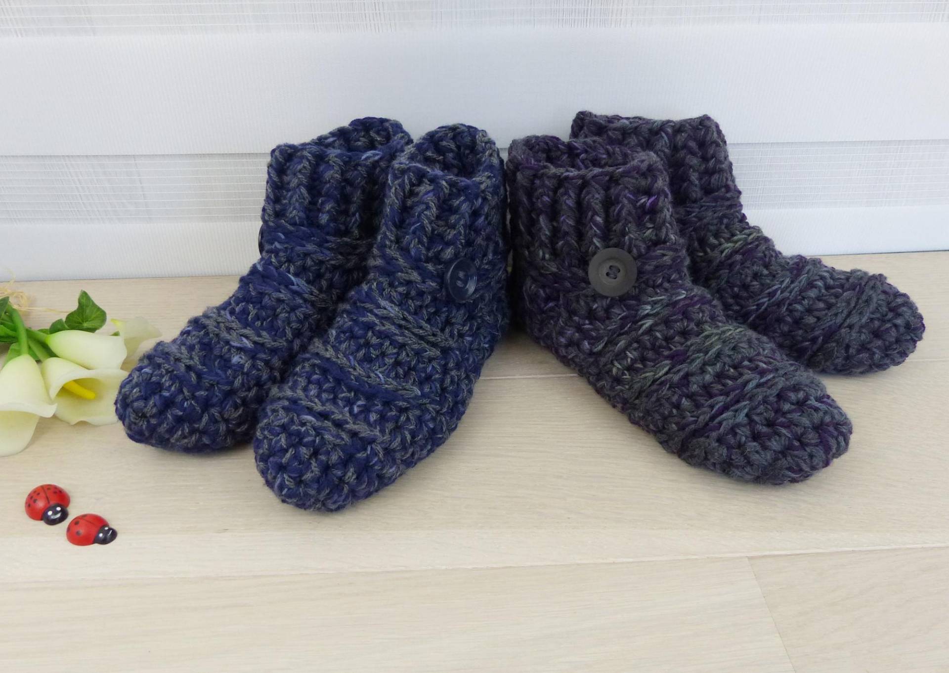 Haussocken Gr. 36/37 "Kuschlix" Hausschuhe/Puschen Gehäkelt, Socken Oder Sofasocken Für Warme Füße von pPekee