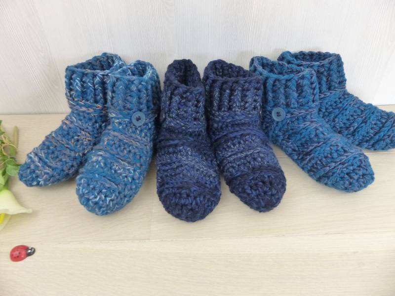 Haussocken Gr. 38/39 "Kuschlix" Hausschuhe/Puschen Gehäkelt, Socken Oder Sofasocken Für Warme Füße von pPekee